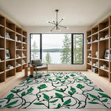 Lush Green Vine Leaf Area Rug