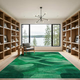Emerald Green Wave Geometric Area Rug