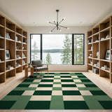 Green Black Plaid Rustic Farmhouse Area Rug