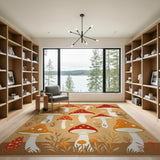 Multi-color and Patterns Whimsical Red Mushroom Toadstool Area Rug