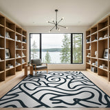 Black and White Abstract Area Abstract Swirl Black White Area Rug