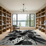 Explosive Black Ink Splatter Area Rug