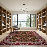 Ornate Red Floral Vintage Area Rug