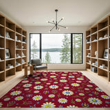 Cheerful Daisy Meadow Floral Area Rug