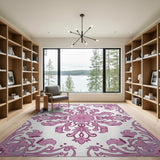 Floral Vintage Pink Vintage Pink Floral Damask Area Rug