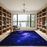 Blue and Teal Cosmic Nebula Galaxy Area Rug