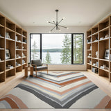 Layered Grey Chevron Zigzag Area Rug