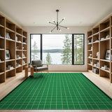 Green Vibrant Green Grid Geometric Area Rug
