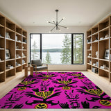 Vibrant Pink Tribal Silhouette Area Rug