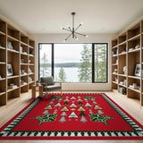 Festive Red Christmas Tree Heritage Rug