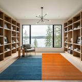 Modern Blue Orange Color Block Area Rug