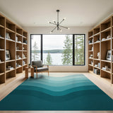 Wavy Blue Teal Gradient Abstract Area Rug