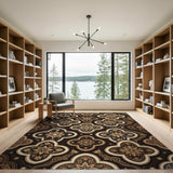 Navy Gold Quatrefoil Star Persian Rug