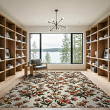Vintage Orange Wildflower Area Rug