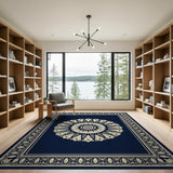 Ornate Navy Mandala Area Rug