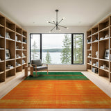 Bold Green and Orange Horizontal Striped Area Rug