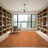 Orange Mosaic Tile Grid Area Rug