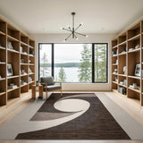 Modern Abstract Swirl Brown Tan Area Rug