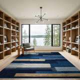 Blue Abstract Stripe Area Rug