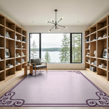 Ornate Purple Swirl Border Area Rug