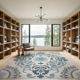 Blue Persian Floral Medallion Rug