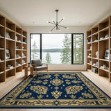 Blue and Teal Navy Blue Persian Motif Area Rug