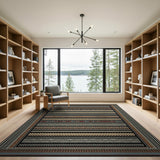 Brown and Tan Heritage Tribal Geometric Area Rug in Brown Tan
