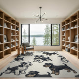 Playful Schnauzer Dog Pattern Area Rug