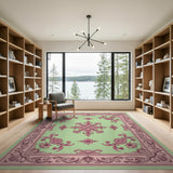 Ornate Mint Green Persian Floral Rug