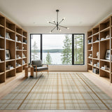 Cream Tan Plaid Check Area Rug