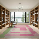 Modern Pink and Mint Geometric Area Rug