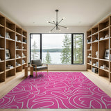 Hot Pink Squiggle Abstract Area Rug