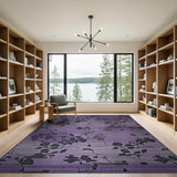 Purple Floral Branch Vintage Area Rug
