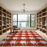 Red Bold Red Houndstooth Check Area Rug