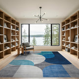 Blue and Teal Abstract Blue Teal Overlapping Circles Area Rug