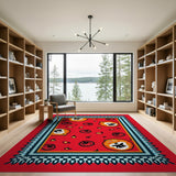 Spooky Cartoon Pumpkin Halloween Red Rug