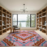 Ornate Pink Persian Motif Area Rug
