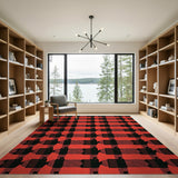 Bold Red Black Arrow Geometric Area Rug