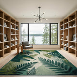 Floral Vintage Green Lush Green Fern Area Rug