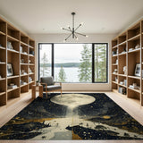 Celestial Moon & Starry Night Washable Low Pile Area Rug