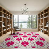 Pink Geometric Diamond Lattice Area Rug