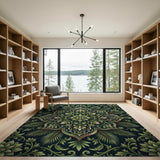 Traditional Persian Lush Green Persian Floral Medallion Rug