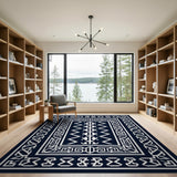 Navy Blue Intricate Heritage Tribal Area Rug