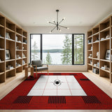 Bold Black Spider Red Geometric Area Rug