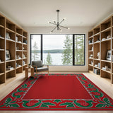 Ornate Red Persian Floral Border Rug