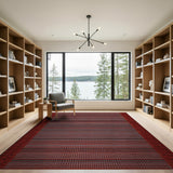Bold Red Black White Geometric Stripe Rug