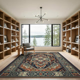 Southwestern Geometric Area Rug in Navy and Terracotta