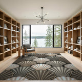 Grey Seashell Coastal Beach Rug