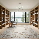 Ornate Floral Frame Beige Beige and Neutral Area Rug