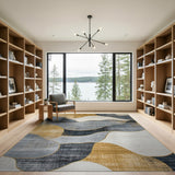 Gold and Silver Abstract Area Gold Wave Abstract Area Rug